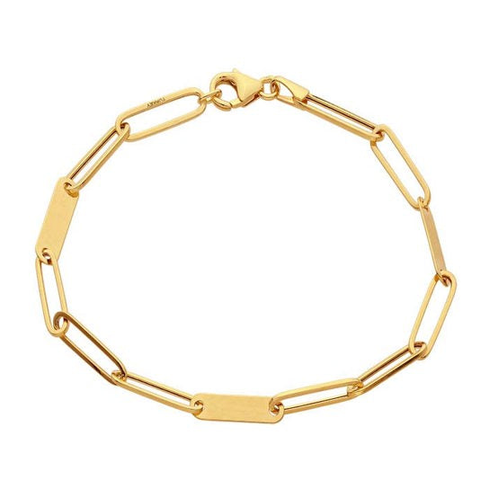 14K-yellow-gold-paper-clip-and-bar-chain-bracelet
