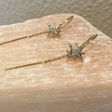 14k gold diamonds star earrings