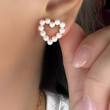 ANNABELLA pearls heart with chain earrings