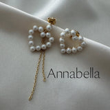 ANNABELLA pearls heart with chain earrings