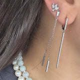 Long CZ Bar Earrings