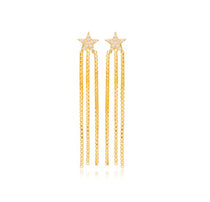 star-triple-chain-long-stud-earrings-gold